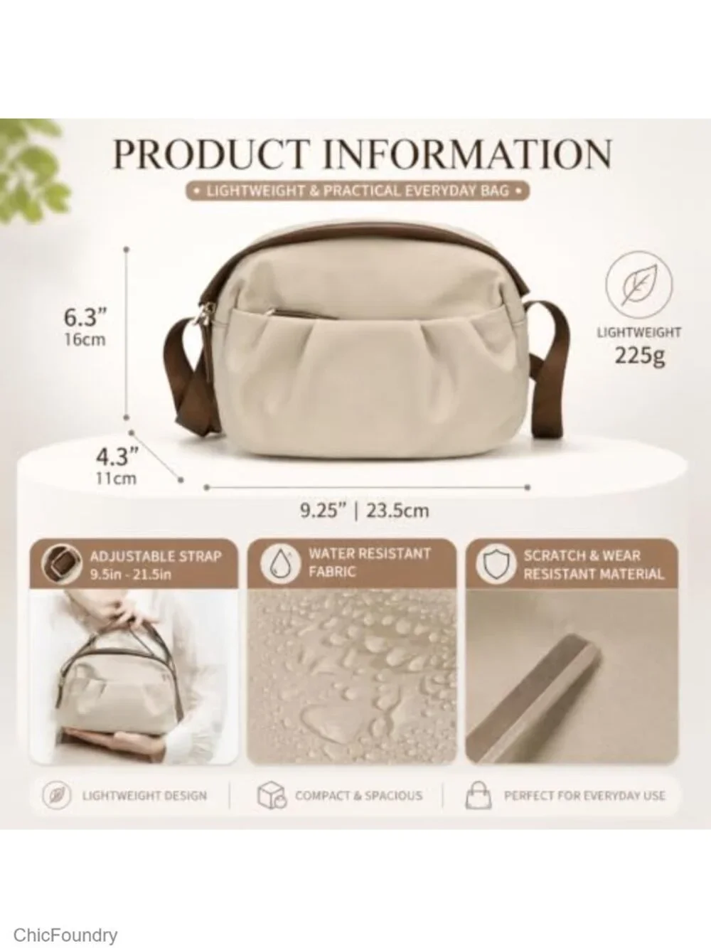 Women's Small Multi-Pocket Nylon Crossbody Bag